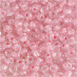 Rocaille-Perlen, D 4 mm, Gr&ouml;&szlig;e 6/0, Lochgr&ouml;&szlig;e 0,9-1,2 mm, Rosa, 25 g/ 1 Pck