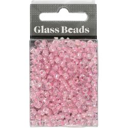 Rocaille-Perlen, D 4 mm, Gr&ouml;&szlig;e 6/0, Lochgr&ouml;&szlig;e 0,9-1,2 mm, Rosa, 25 g/ 1 Pck