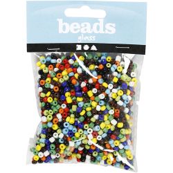 Rocaille-Perlen, D 4 mm, Gr&ouml;&szlig;e 6/0, Lochgr&ouml;&szlig;e 0,9-1,2 mm, Sortierte Farben, 130 g/ 1 Pck