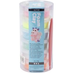 Foam Clay® , Glitter, Pastellfarben, 6x14 g/ 1 Pck