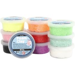 Foam Clay&reg; , Glitter, Sortierte Farben, 10x35 g/ 1 Pck