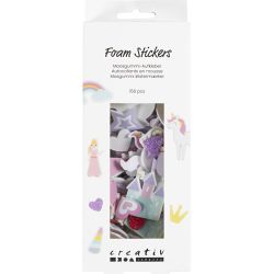 Moosgummi-Aufkleber, Herz, Prinzessin, Einhorn, selbstklebend, Gr&ouml;&szlig;e 13-50 mm, Harmonie in Lila-Pink, 150 Stk/ 1 Pck