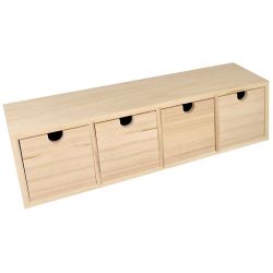 Aufbewahrungsbox mit Schubladen aus unbehandeltem Holz