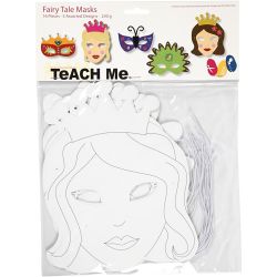 M&auml;rchen-Masken, H 13,5-25 cm, B 17-25 cm, 230 g, Wei&szlig;, 16 Stk/ 1 Pck