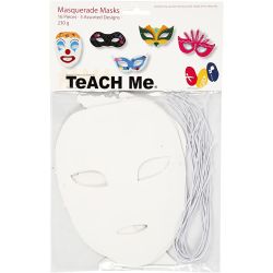 Karnevals-Masken, H 8,5-19 cm, B 15-20,5 cm, 230 g, Wei&szlig;, 16 Stk/ 1 Pck