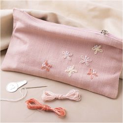 Mini Kreativ Set Sticken, Clutch, Staubros&eacute;, 1 Pck