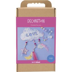 Kreativ Set Dekoration, Wolke, Mond, Stern, Glitter-Farben, Pastellfarben, 1 Pck