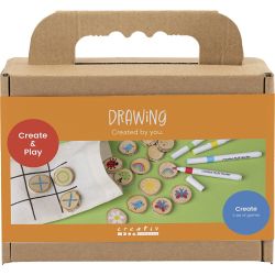 Mini Kreativ Set Zeichnen, Memory-Spiel und Drei-in-einer-Reihe, Sortierte Farben, 1 Pck