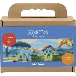 Mini Kreativ Set Dekoration, Dinosaurier, Blau, Gr&uuml;n, Orange, Rot, 1 Pck