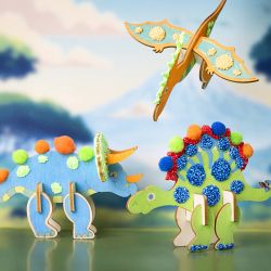 Mini Kreativ Set Dekoration, Dinosaurier, Blau, Gr&uuml;n, Orange, Rot, 1 Pck