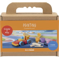 Mini Kreativ Set Malen, Rennwagen, Sort. Farben, 1 Pck