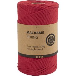 Makram&eacute;e-Garn, L 198 m, D 2 mm, Rot, 330 g/ 1 Rolle