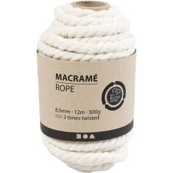 Ma&shy;c&shy;ra&shy;m&eacute;-Schnur, L 12 m, D 8,5 mm, Naturwei&szlig;, 300 g/ 1 Rolle