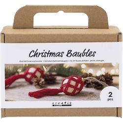 Kreativ Set Weihnachtskugeln, Macram&eacute;, Weihnachtsrot, 1 Pck