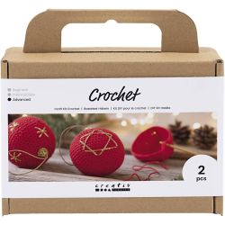 Kreativ Set H&auml;keln, Weihnachtskugeln, Rot, 1 Pck
