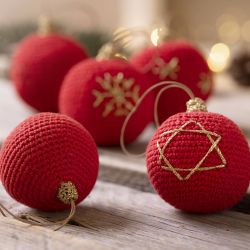 Kreativ Set H&auml;keln, Weihnachtskugeln, Rot, 1 Pck