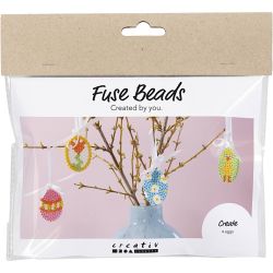 Mini Kreativ Set B&uuml;gelperlen, H&auml;ngedekorationen in Eierform, Sortierte Farben, 1 Pck
