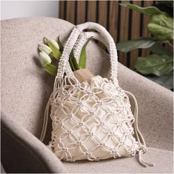 Kreativ Set Makram&eacute;e, Tasche, Wei&szlig;, 1 Pck