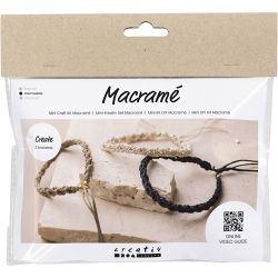 Mini Kreativ Set Makram&eacute;e, Armband, Schwarz, Olivbraun, Beige, 1 Pck