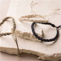 Mini Kreativ Set Makram&eacute;e, Armband, Schwarz, Olivbraun, Beige, 1 Pck