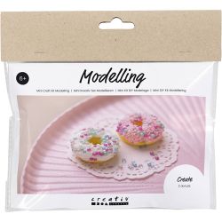 Mini Kreativ Set Modellieren, Donuts, Pink, T&uuml;rkis, Wei&szlig;, Gelb, 1 Pck