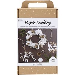Kreativ Set Papierdeko, Kranz, Wei&szlig;, Hellnatur, 1 Pck