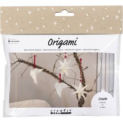 Mini Kreativ Set Origami, Tauben/Sterne, Dunkelrot, Naturwei&szlig;, 1 Pck