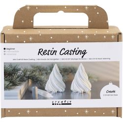 Mini Kreativ Set Harzgie&szlig;en, Weihnachtsb&auml;ume, Wei&szlig;, 1 Pck