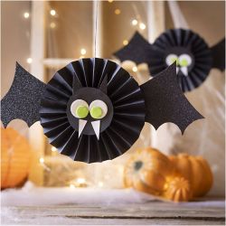 Mini Kreativ Set Papierdeko, Flederm&auml;use, Schwarz, Wei&szlig;, 1 Pck