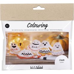 Mini Kreativ Set Ausmalen, Gespenster, Schwarz, Hellorange, Mittelorange, Wei&szlig;, 1 Pck