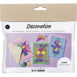 Mini Kreativ Set Dekoration, Dekorierte Karten, Blau, Gr&uuml;n, Pink, 1 Pck