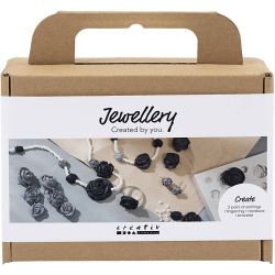 Mini Kreativ Set Schmuck, Rosen, Schwarz, Schwarz/Wei&szlig;, Wei&szlig;, 1 Pck