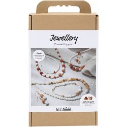 Kreativ Set Schmuck, Beige, Orange gebrannt, Perlmuttwei&szlig;, 1 Pck