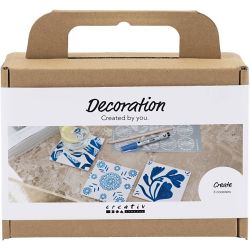 Mini Kreativ Set Dekoration, Porzellanuntersetzer, Blau, 1 Pck