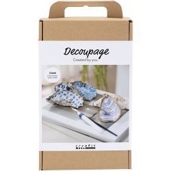 Kreativ Set D&eacute;coupage, Austernschalen, Blau, 1 Pck