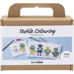Mini Kreativ Set Textildekoration, Roboter, Prim&auml;rfarben, 1 Pck