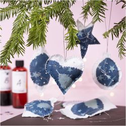 Kreativ Set Cyanotypie, Weihnachtsdekorationen, Blau, Silber, 1 Pck