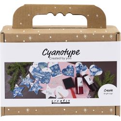 Mini Kreativ Set Cyanotypie, Geschenketiketten, Blau, Silber, 1 Pck