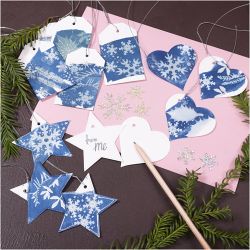 Mini Kreativ Set Cyanotypie, Geschenketiketten, Blau, Silber, 1 Pck