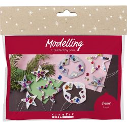 Mini Kreativ Set Modellieren, Sterne, Silber, Wei&szlig;, 1 Pck
