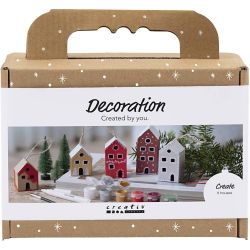 Mini Kreativ Set Dekoration, H&auml;user, Weihnachtsfarben, 1 Pck