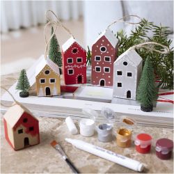 Mini Kreativ Set Dekoration, H&auml;user, Weihnachtsfarben, 1 Pck