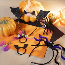 Mini Kreativ Set Gruseliges Kost&uuml;m, Haarb&auml;nder, Haarspangen und Haargummis, Schwarz, Flieder, 1 Pck