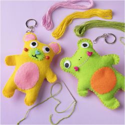 Mini Kreativ Set N&auml;hen, Frosch und Teddy, Sortierte Farben, 1 Pck