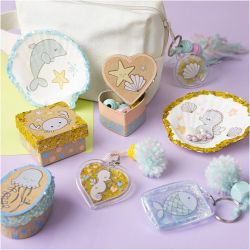 Kreativ Set Dekoration, Kartons, Muscheln, Kerzenhalter, Pastellfarben, 1 Pck
