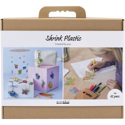 Gruppen-Kreativset Plastikschrumpfplatten, Mobile, Halskette, Armband, Schl&uuml;sselanh&auml;nger, Sortierte Farben, 1 Pck