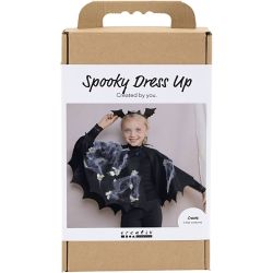 Kreativ Set Gruseliges Kost&uuml;m, Fledermausumhang und Stirnband, Schwarz, Schwarz mit Glitter, 1 Pck