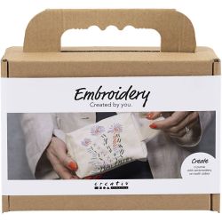 Mini Kreativ Set Sticken, Kosmetiktasche, Creme, 1 Pck