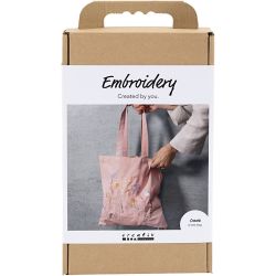 Kreativ Set Stickereien, Einkaufstasche, Rosa mattiert, 1 Pck