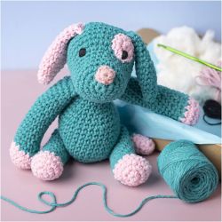 Kreativ Set Amigurumi, Welpe, Pastellpink, Dunkelt&uuml;rkis, 1 Pck